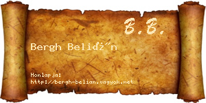 Bergh Belián névjegykártya